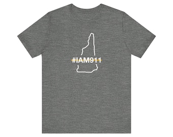 State of New Hampshire #IAM911 Thin Gold Line Edition - uniseks jersey T-shirt met korte mouw