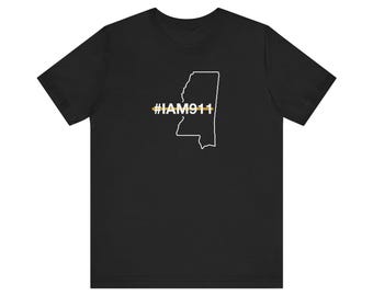 State of Mississippi #IAM911 Thin Gold Line Edition - Unisex Jersey Short Sleeve Tee