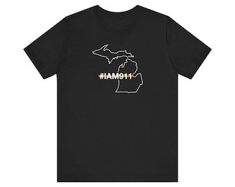 State of Michigan #IAM911 Thin Gold Line Edition - uniseks T-shirt van jersey met korte mouw
