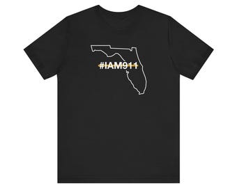 State of Florida #IAM911 Thin Gold Line Edition - Unisex Jersey Short Sleeve Tee