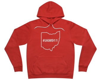 State of Ohio #IAM911 Limited Edition Unisex Sponge Fleece Pullover Hoodie (White Text)