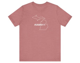 State of Michigan #IAM911 Limited Edition Unisex Jersey Short Sleeve Tee (White Text)