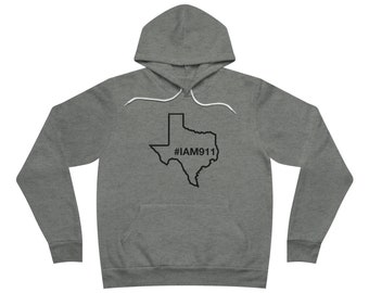 State of Texas #IAM911 Limited Edition Unisex Sponge Fleece Pullover Hoodie (Black Text)