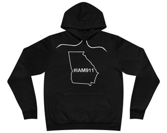 State of Georgia #IAM911 Limited Edition Unisex Sponge Fleece Pullover Hoodie (White Text)