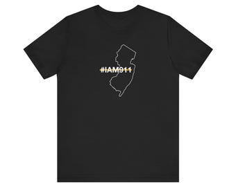 State of New Jersey #IAM911 Thin Gold Line Edition - Unisex Jersey Short Sleeve Tee