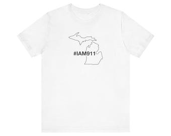 State of Michigan #IAM911 Limited Edition Unisex Jersey Short Sleeve Tee (Black Text)