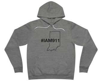 State of Indiana #IAM911 Limited Edition Unisex Sponge Fleece Pullover Hoodie (Black Text)