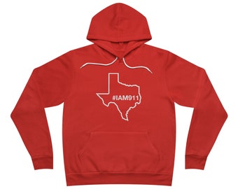 State of Texas #IAM911 Limited Edition Unisex Sponge Fleece Pullover Hoodie (White Text)