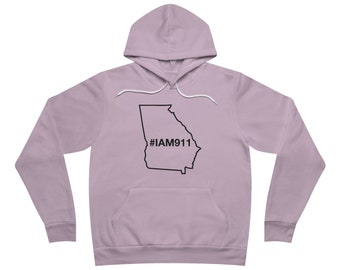 State of Georgia #IAM911 Limited Edition Unisex Sponge Fleece Pullover Hoodie (Black Text )