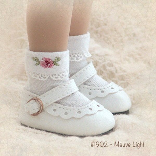 U-CHOOSE COLOR: Doll Socks FLORAL Embroidered by Tauni for 13 in Effner Little Darling Doll, MeadowDoll, Kaye Wiggs, Iplehouse, My Meadow