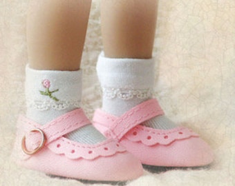 U-CHOOSE COLOR: Embroidered ROSEBUD Doll Socks by Tauni for 13" Effner Little DarlingDoll, MeadowDoll, Ruby Red, Falconi, My Meadow