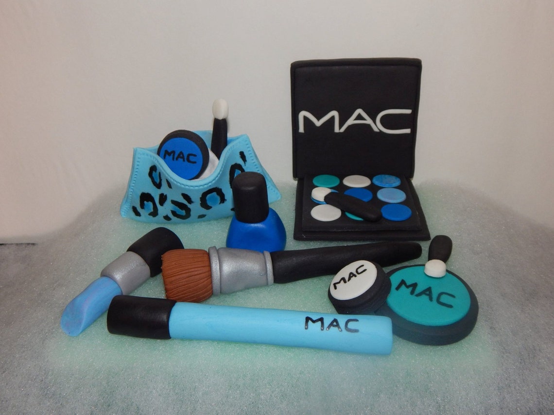 Fondant Makeup Cake Topper Set 12 Pcs Blue Etsy