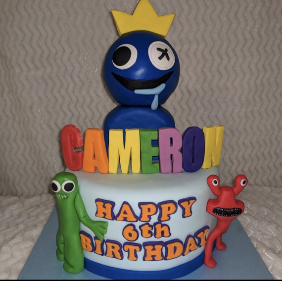 Rainbow Friends Inspired 5 Pc Fondant Cake Topper Set