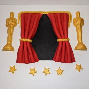 Red Carpet Theater Stage Fondant Cake Toppers