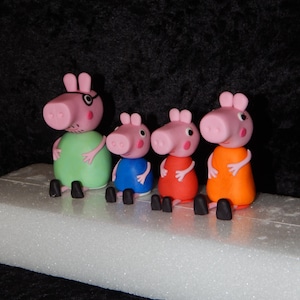 Set of 4 Peppa Pig Inspired Fondant Cake Toppers