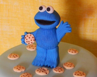 Cookie Monster Sesame Street Inspired Fondant Cake Topper