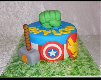 Avengers Inspired Superhero Fondant Cake Topper Set Hulk Iron Man Thor Captain America