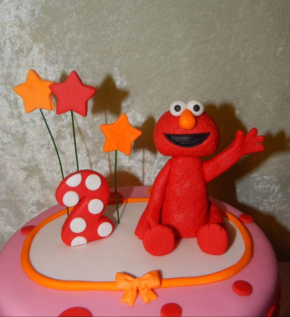 Elmo Inspired Fondant Cake Topper Set 6 Pc Etsy
