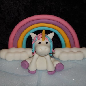 Unicorn Rainbow Clouds Fondant Cake Topper
