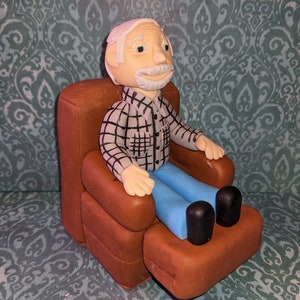 Man Husband Boyfriend on Recliner Fondant Cake Topper
