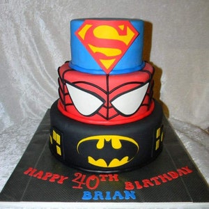 Superhero Logo Fondant Cake Toppers Set of 3