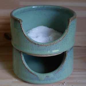 Seafoam Ceramic Kitchen Salt Cellar Stacks