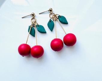 Cherry Earrings | Red Cherries | Polymer Clay Earrings
