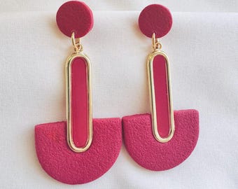 Pendientes rojos hechos a mano / Pendientes de arcilla polimérica / Regalos para el día de San Valentín