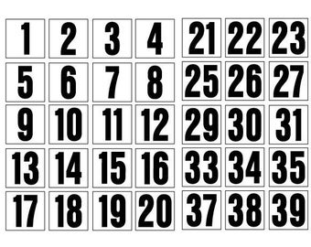 Letras despegables y adhesivas de 1 pulgada NÚMEROS CONSECUTIVOS 1-60 Combinaciones múltiples