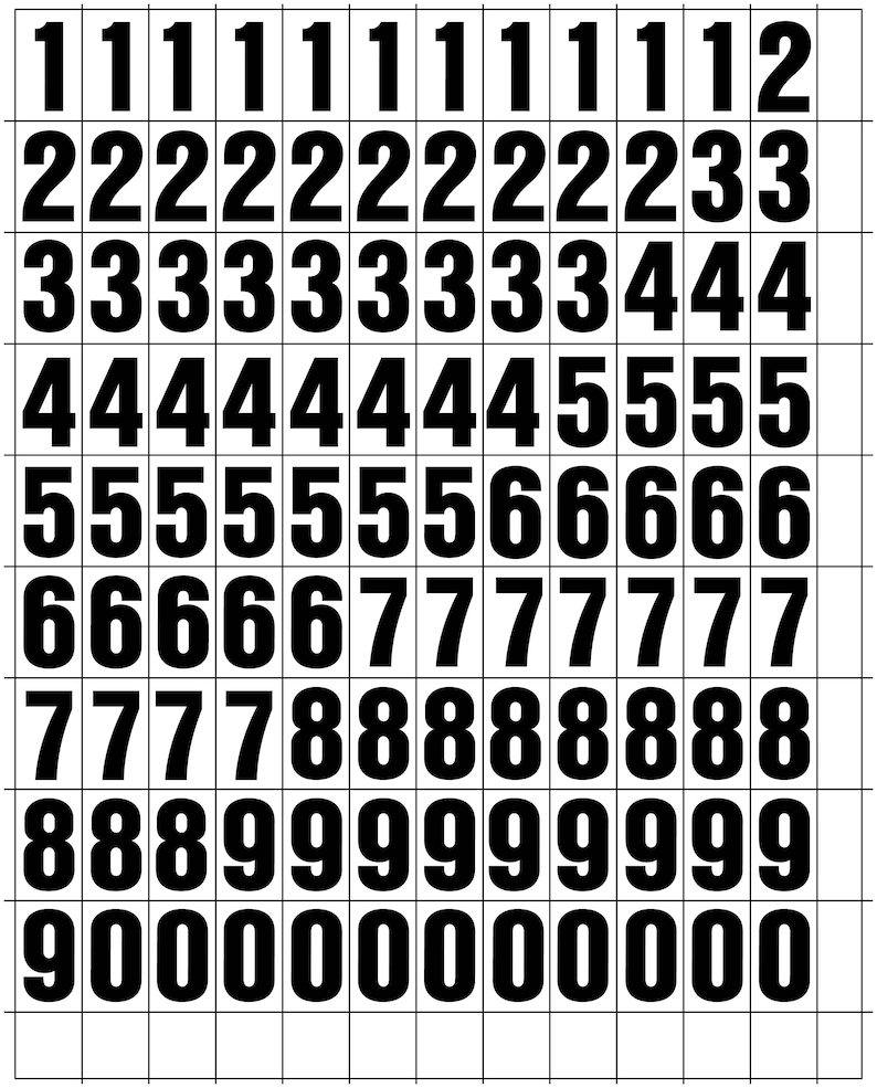 Peel and Stick Letters 1 Inch NUMBERS ONLY COMBO Black on White - Etsy