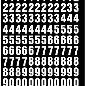 Peel and Stick Letters  1 inch NUMBERS ONLY COMBO  White on Black  Reflective