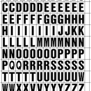 Peel and Stick Letters  1 inch LETTERS ONLY COMBO  Black on White