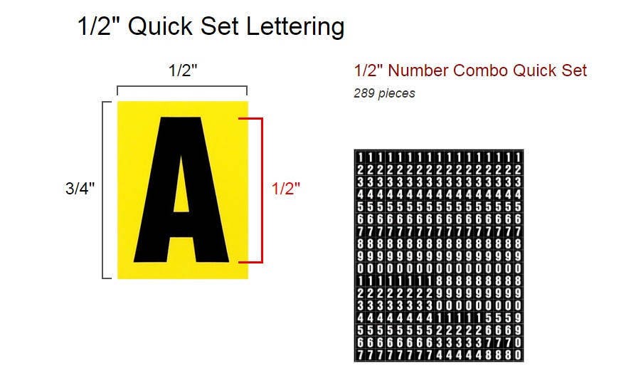Peel and Stick Letters 1/2 Half Inch NUMBERS ONLY COMBO Black on White