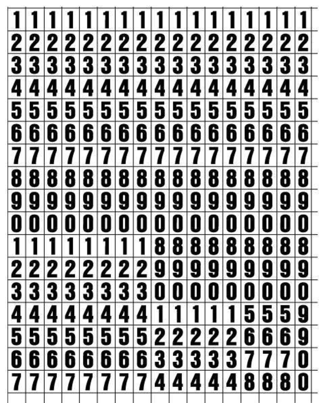 Peel and Stick Letters 1/2 Half Inch NUMBERS ONLY COMBO Black on White