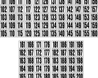 Peel-and-Stick-letters 2&quot; inch OPeenvolgende NUMMERS 101-200 Zwart op wit