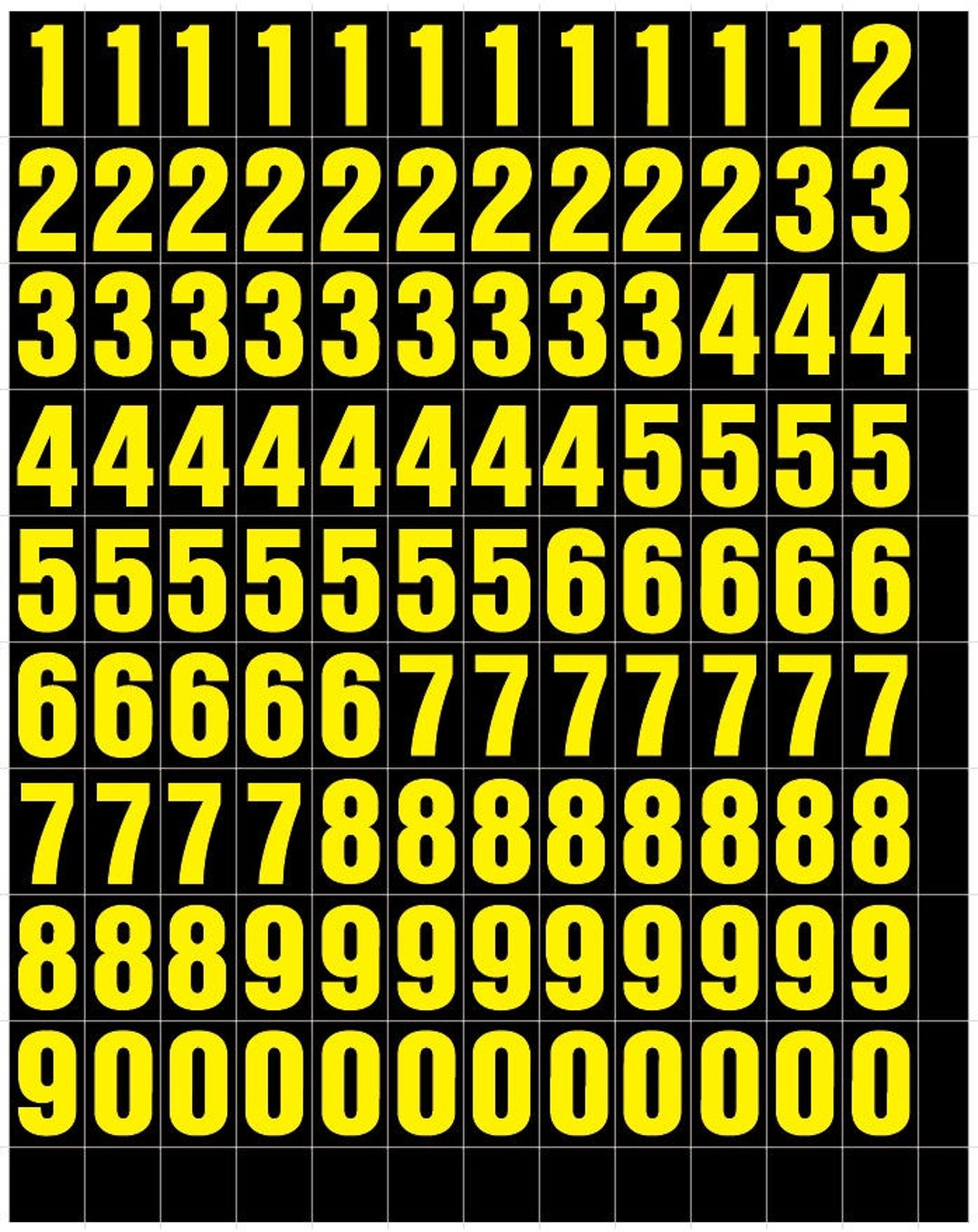 Peel and Stick Letters 1 Inch NUMBERS ONLY COMBO Yellow on Etsy