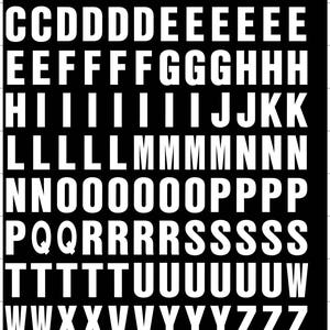 Peel and Stick Letters  1 inch LETTERS ONLY COMBO  White on Black Reflective