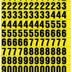 Peel and Stick Letters 1 Inch NUMBERS ONLY COMBO Black on Yellow - Etsy