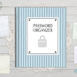 Digital password organiser, password logbook, tracker blank labelled tabs