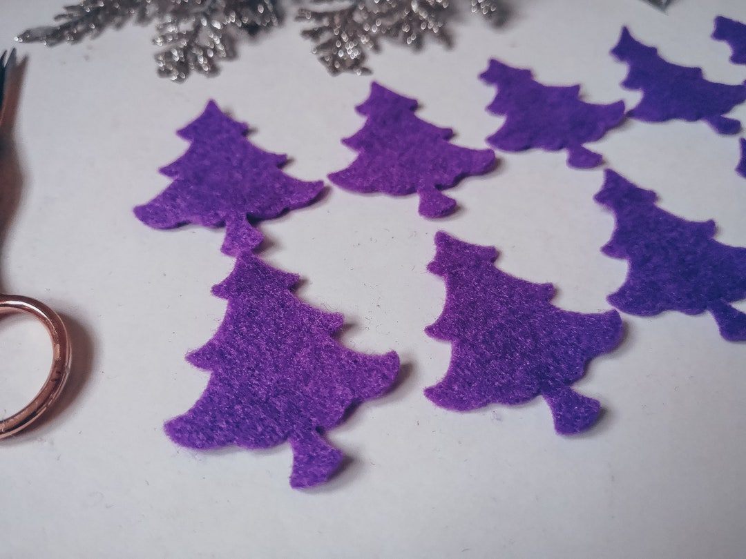 10 Felt Die Cut Christmas Tree Shapes Sewing Purple Clearance Etsy
