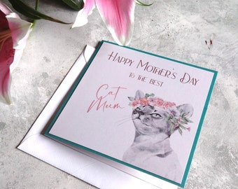 Cat Mum Mother's Day Card Watercolour Illustration