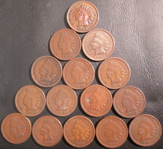 11 Different dated Indian Head pennies