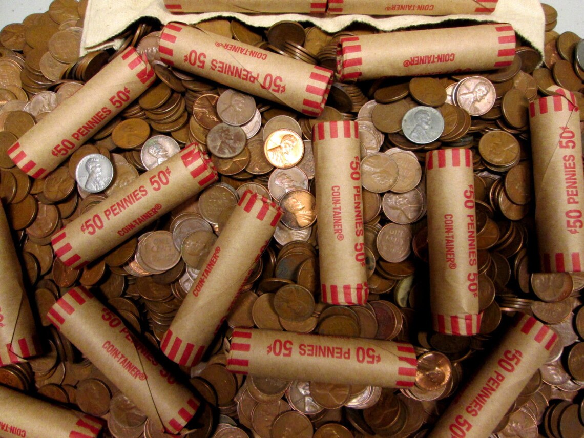 10 Unsearched Wheat Penny Rolls With a Silver Dime on the End | Etsy