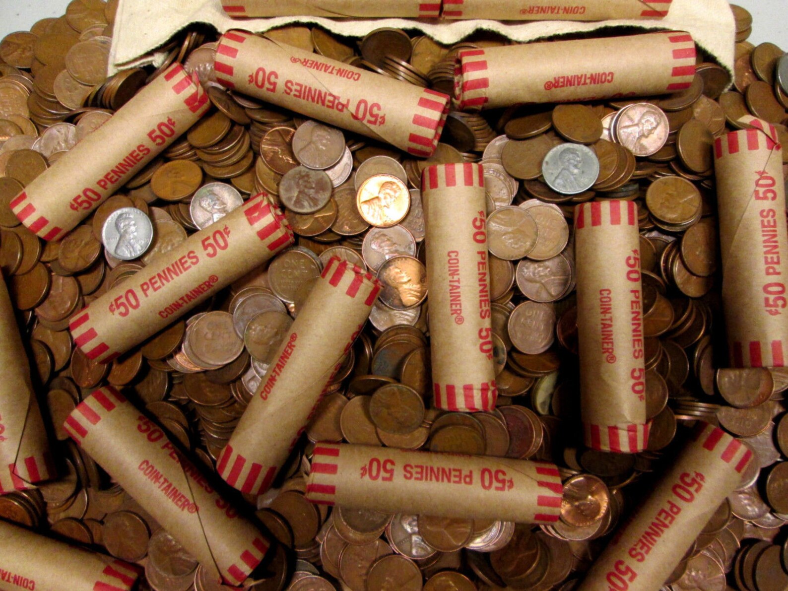 10 Unsearched Wheat Penny Rolls With a Silver Dime on the End Etsy