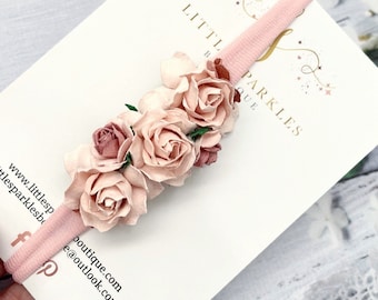 Pink Flower Headband Girl, Baby Christening/wedding headband, girls flower headband, flower headband