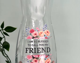 Vase floral en verre personnalisé, cadeau ami, cadeau maman