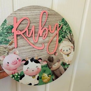Personalized Farm Animal Nursery Plaque: Custom Name Sign