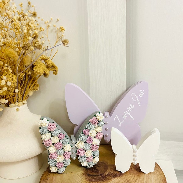 Butterfly floral nursery decor, wooden decor,nursery decor girls nursery decor butterflys wings baby gift decor floral nursery  personalised