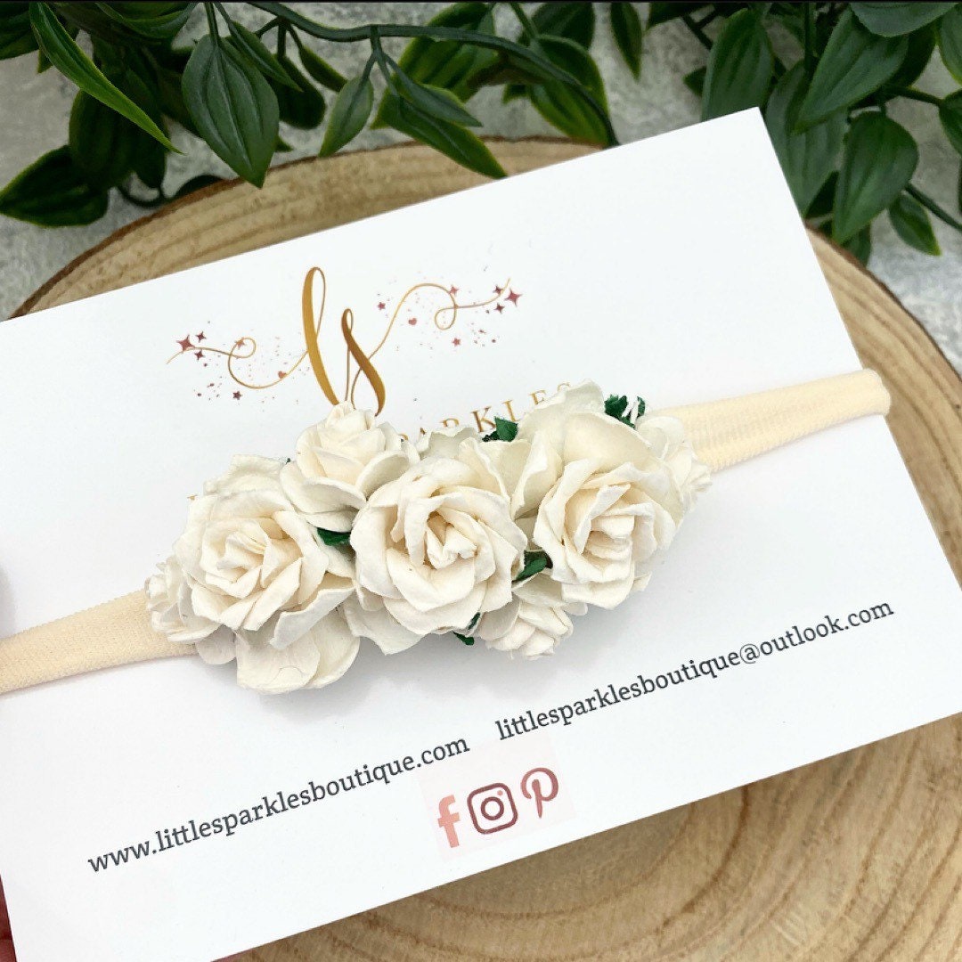 3-6M Cream & Pink Flower Headband main image 0