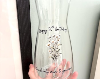 Personalised Birthday vase, birthday gift, anniversary vase, wedding vase, wedding gift